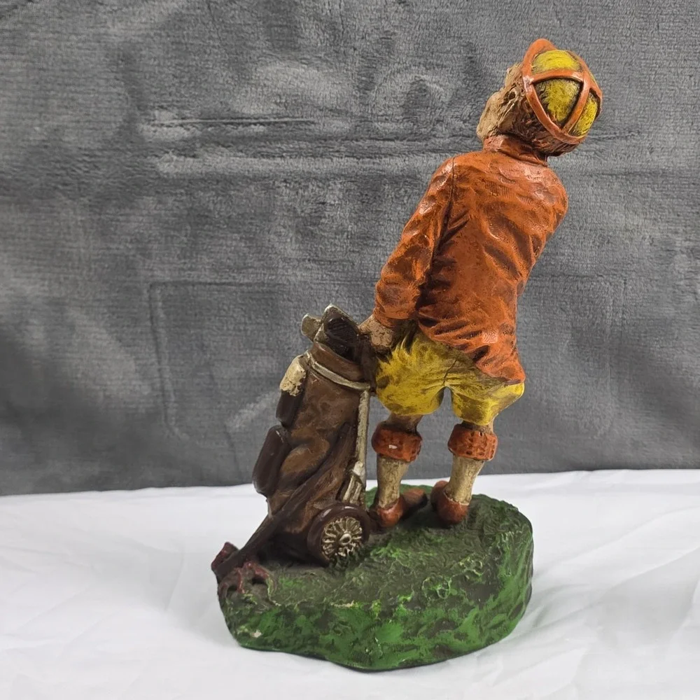 Vintage Golfer Figure Dragging Golf Bag Man Cave Office Bar Decor